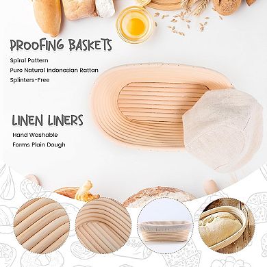 Bread Proofing Baskets Set of 2 Oval Shaped with Liners