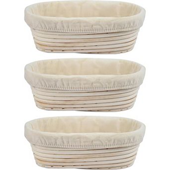Banneton Bread Proofing Basket Set of 3 Oval with Liners