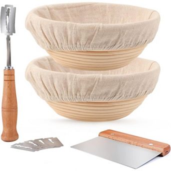 Sourdough Proofing Baskets Kit with Liner Lame Scraper Set of 2