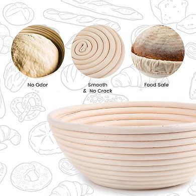 Sourdough Proofing Baskets Kit with Liner Lame Scraper Set of 2