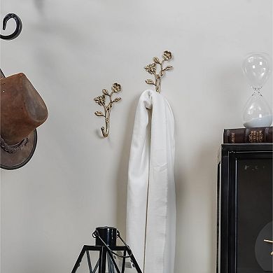 Metal Coat Hooks 2 Pack with 3D Bee and Flowers Design