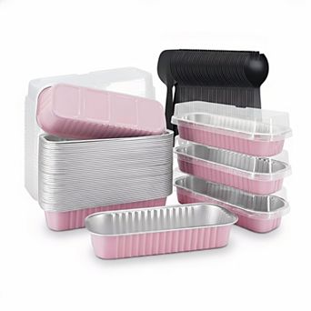 Mini Loaf Pans with Lids 50 Pack 6.8oz Aluminum Foil