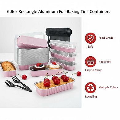 Mini Loaf Pans with Lids 50 Pack 6.8oz Aluminum Foil