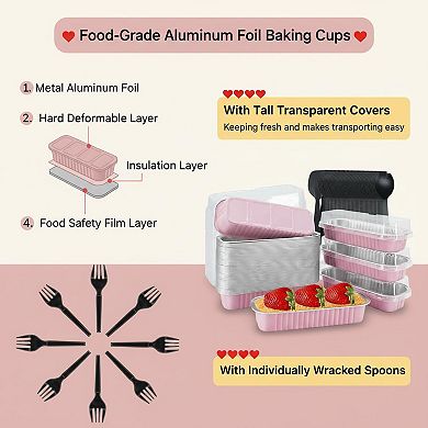 Mini Loaf Pans with Lids 50 Pack 6.8oz Aluminum Foil