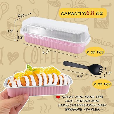 Mini Loaf Pans with Lids 50 Pack 6.8oz Aluminum Foil