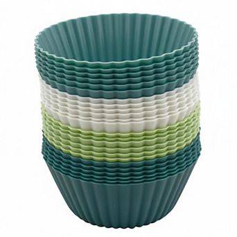24 Pack Silicone Baking Cups Reusable Muffin Liners Nonstick Cupcake Molds BPA Free 4 Colors