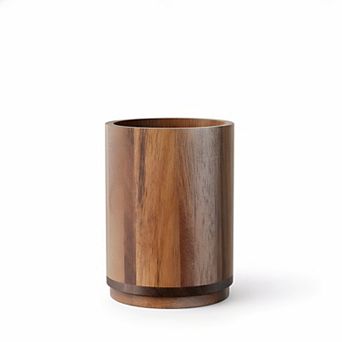 360° Rotating Wood Kitchen Utensil Holder Large Capacity Countertop Organizer for Cooking Tools