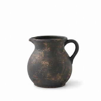 Rustic Ceramic Utensil Holder Vintage Pitcher Shape Farmhouse Countertop Organizer
