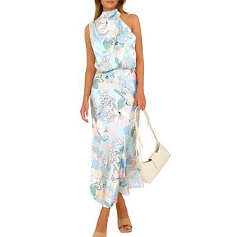 Mock Neck Satin Dress