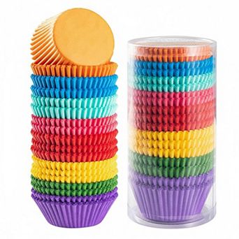 Bright Rainbow Standard Cupcake Liners 400 Count Solid Colorful Paper Baking Cups