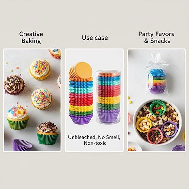 Bright Rainbow Standard Cupcake Liners 400 Count Solid Colorful Paper Baking Cups