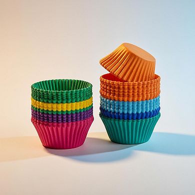 Bright Rainbow Standard Cupcake Liners 400 Count Solid Colorful Paper Baking Cups