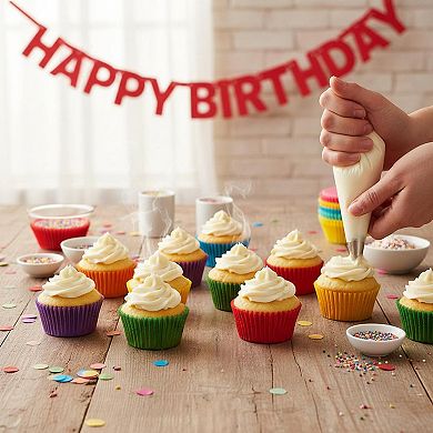 Bright Rainbow Standard Cupcake Liners 400 Count Solid Colorful Paper Baking Cups