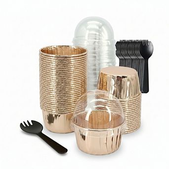 5oz Baking Cups with Lids 50 Pack Foil Cupcake Liners Muffin Tins Disposable Pans Wrappers Holders