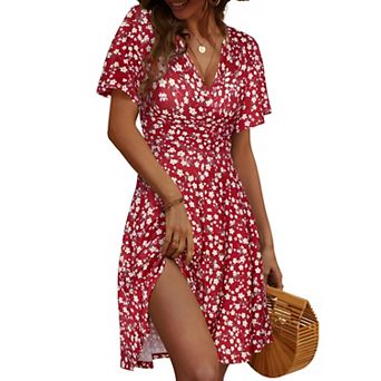 Floral V Neck Dress