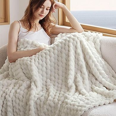 Fluffy Bubble Throw Blanket 350GSM Plush Soft Cozy Home Decor Blanket