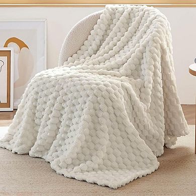 Fluffy Bubble Throw Blanket 350GSM Plush Soft Cozy Home Decor Blanket