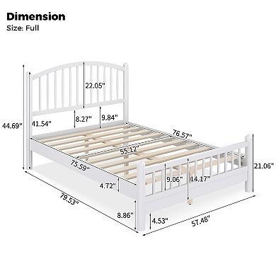Pnronnc Wood Platform Bed Frame with Arched Headboard and Footboard, Central Slats Support