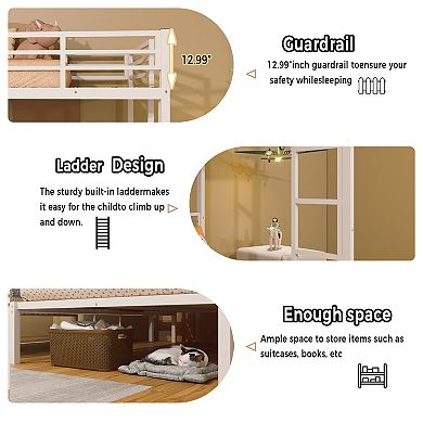 L Shaped Triple Metal Bunk Bed for Kids, Separates into 3 Twin Beds with Ladder