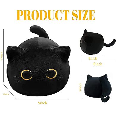 Soft Black Cat Plush Pillow Stuffed Animal Toy Gift 8 Inch