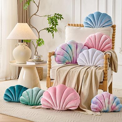 Seashell Decorative Pillow 3D Shell Shaped Throw Pillow Soft PP Cotton Beach Cushion 14x11 Inch