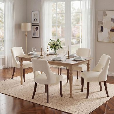 Wooden Dining Chairs Set Of 2 Mid Century Modern Chenille Upholstered Solid Wood