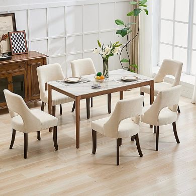Wooden Dining Chairs Set Of 2 Mid Century Modern Chenille Upholstered Solid Wood