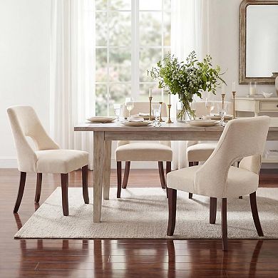 Wooden Dining Chairs Set Of 2 Mid Century Modern Chenille Upholstered Solid Wood