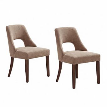 Wooden Dining Chairs Set Of 2 Mid Century Modern Chenille Upholstered Solid Wood