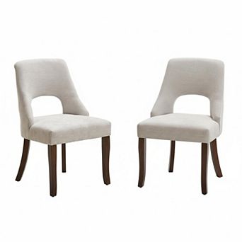 Wooden Dining Chairs Set Of 2 Mid Century Modern Chenille Upholstered Solid Wood