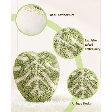 Monstera Leaf Pillow Green 16.5" Plush Decorative Cushion Home Sofa Bed
