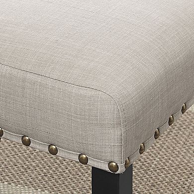 Set of 2 Fabric Dining Chairs Nailhead Trim Hardwood Frame