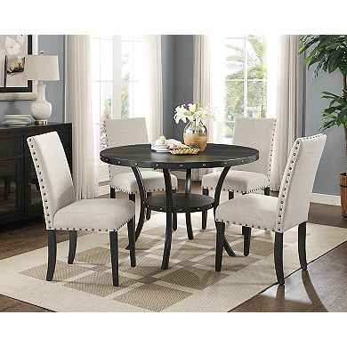 Set of 2 Fabric Dining Chairs Nailhead Trim Hardwood Frame