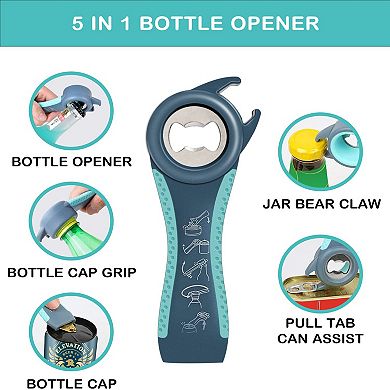 5 in 1 Jar Opener for Weak Hands Seniors Arthritis Non Slip Multi Function Bottle Lid Gripper
