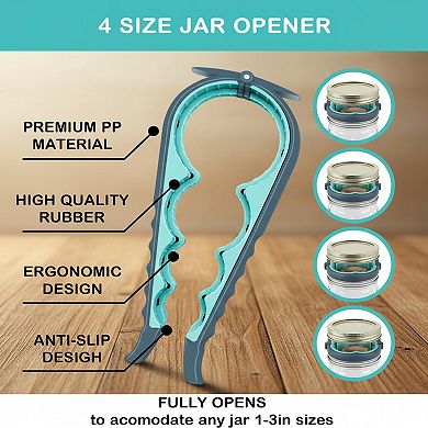 5 in 1 Jar Opener for Weak Hands Seniors Arthritis Non Slip Multi Function Bottle Lid Gripper