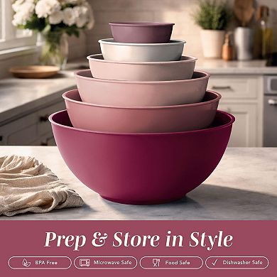 Piece Plastic Nesting Mixing Bowl Set Microwave Safe Food Prep Storage