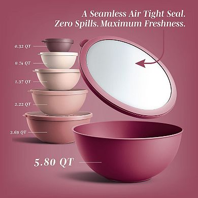 Piece Plastic Nesting Mixing Bowl Set Microwave Safe Food Prep Storage