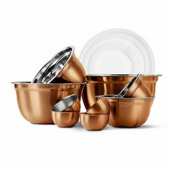 18 pc Stainless Steel Mixing Set Airtight Lids Nesting Food Storage Containers Meal Prep Kitchen