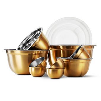 18 pc Stainless Steel Mixing Set Airtight Lids Nesting Food Storage Containers Meal Prep Kitchen