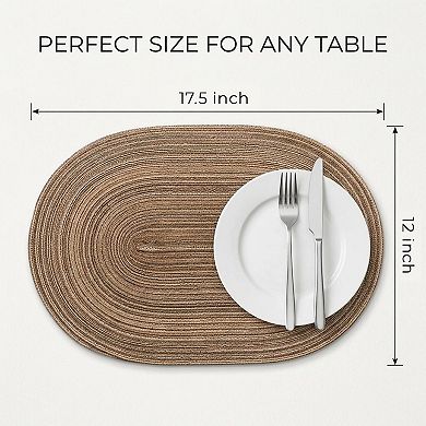 Woven Oval Braided Placemats Set Heat Resistant Washable Non-slip Table Mats for Kitchen Dining