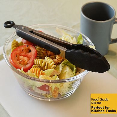 Stainless Steel Silicone Tongs Heat Resistant Non Stick Multi Purpose Cooking Serving Set