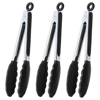 Stainless Steel Silicone Tongs Heat Resistant Non Stick Multi Purpose Cooking Serving Set