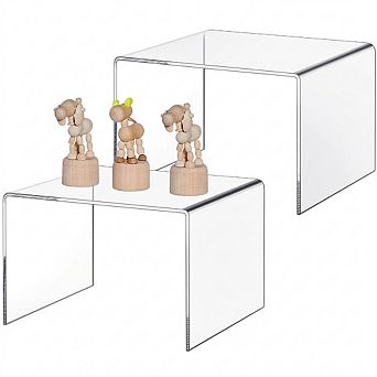2 Large 9" Clear Acrylic Display Risers 5mm Thick for Collectibles Cupcakes Food Figures Perfume