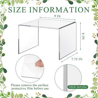 2 Large 9" Clear Acrylic Display Risers 5mm Thick for Collectibles Cupcakes Food Figures Perfume