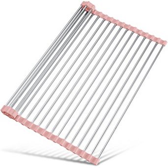 Stainless Steel Roll Up Dish Drying Rack Foldable Multipurpose Kitchen Organizer
