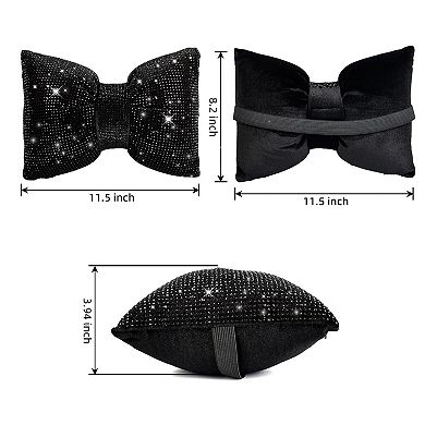 2 Bling Car Neck Pillows Rhinestone Bowknot Headrest Support