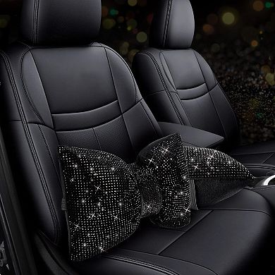 2 Bling Car Neck Pillows Rhinestone Bowknot Headrest Support