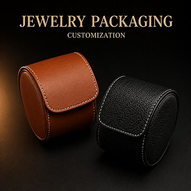 Luxury Leather Watch Storage Box Travel Case with Soft Felt Interior Watch Pillow