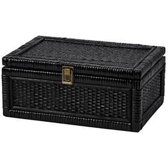 Handmade Boho Rattan Storage Box with Lid Woven Wicker Organizer for Home Decor