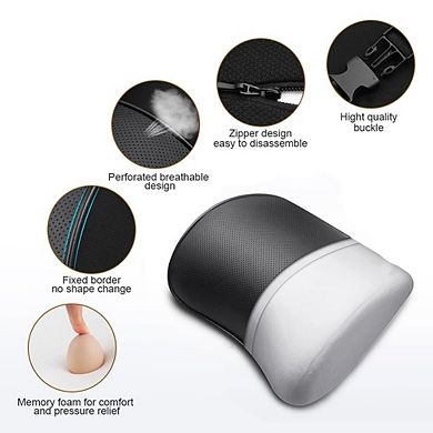 2 Pack Car Leather Neck Pillow Memory Foam Breathable Removable Cover Anti-fatigue